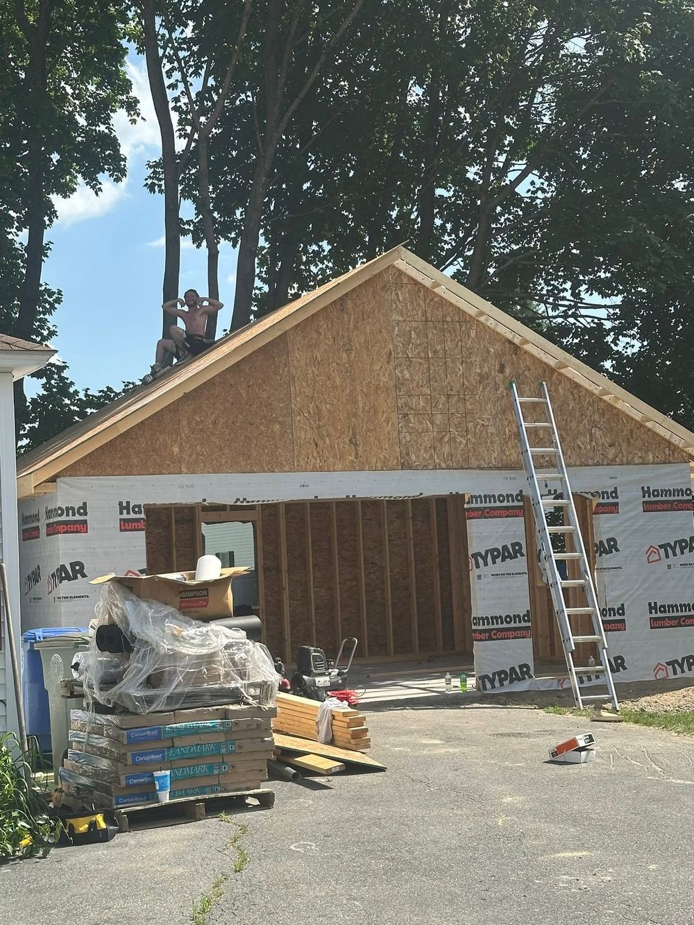 Garage framing in progress